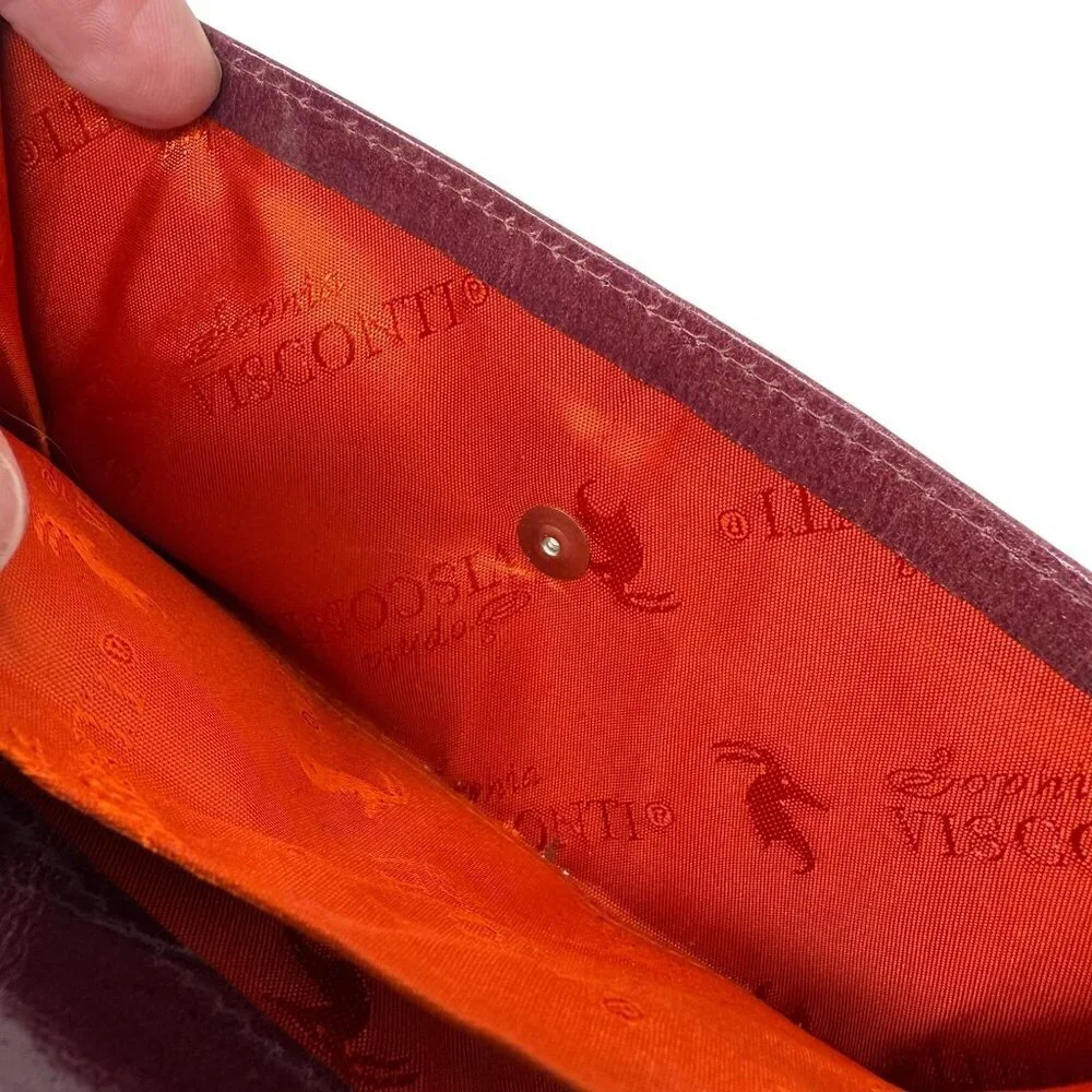 Vintage Sophia Visconti Burgundy Leather Wallet Card Slots Snap Closure Bifold